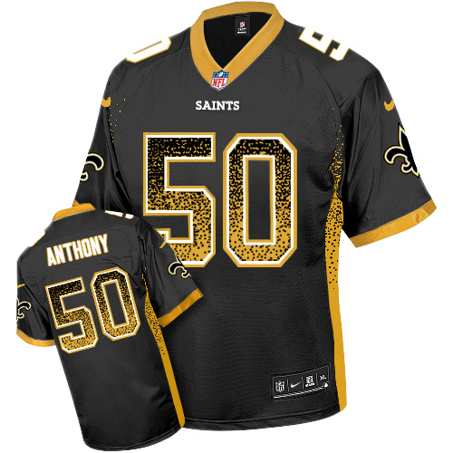 Men's Elite Stephone Anthony Nike Jersey Black - #50 Drift Fashion NFL New Orleans Saints